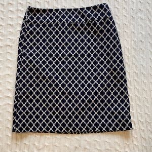 Talbots Navy and White Pencil Skirt